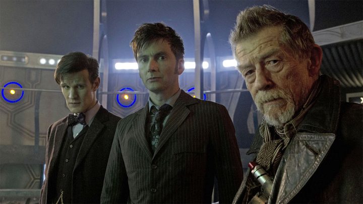 Matt Smith, David Tennant, and John Hurt in The Day of the Doctor.