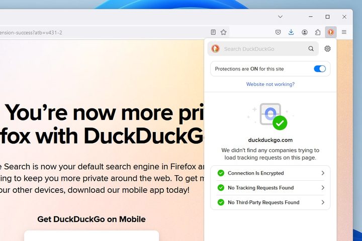 The DuckDuckGo Privacy Essentials Firefox extension.