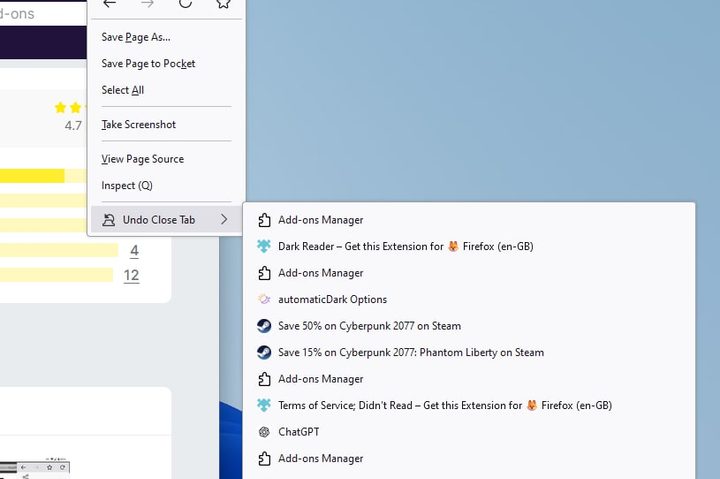 The Undo Close Tab Firefox extension.
