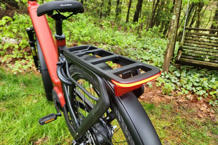 Gazelle Eclipse e-bike with its standard MIK HD system compatible rear rack with integrated tail light.