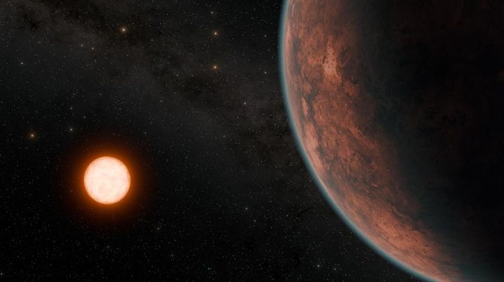 Gliese 12 b, which orbits a cool, red dwarf star located just 40 light-years away, promises to tell astronomers more about how planets close to their stars retain or lose their atmospheres. In this artist&rsquo;s concept, Gliese 12 b is shown retaining a thin atmosphere.