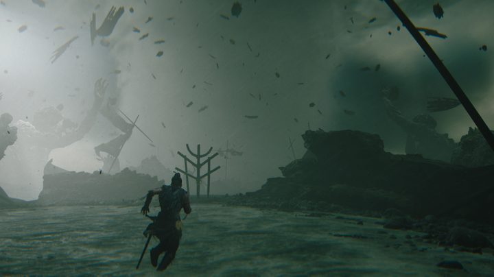 Senua runs through a storm in Senua's Saga: Hellblade 2.