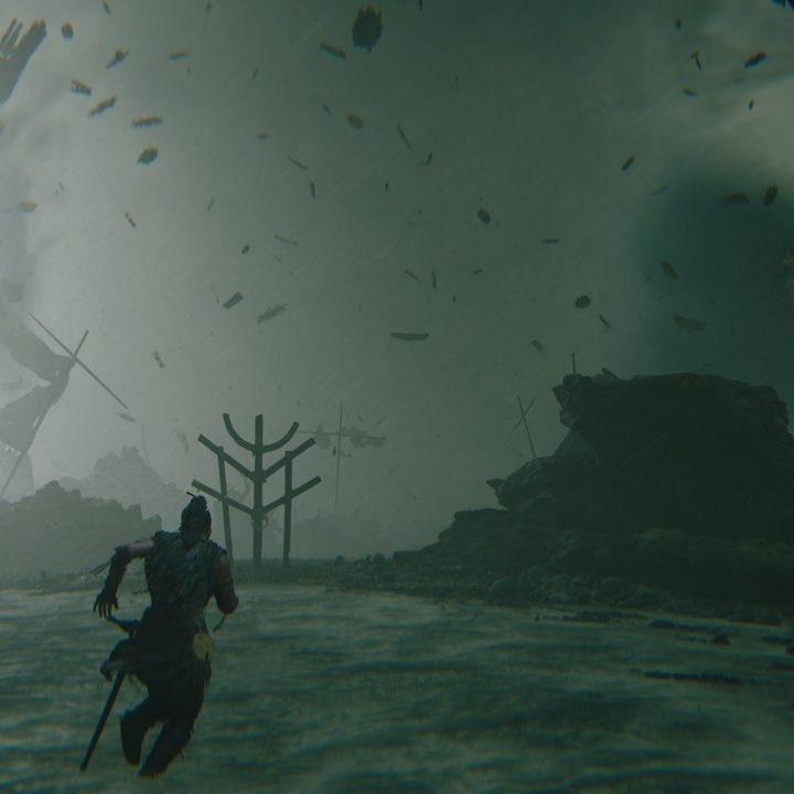 Senua runs through a storm in Senua's Saga: Hellblade 2.