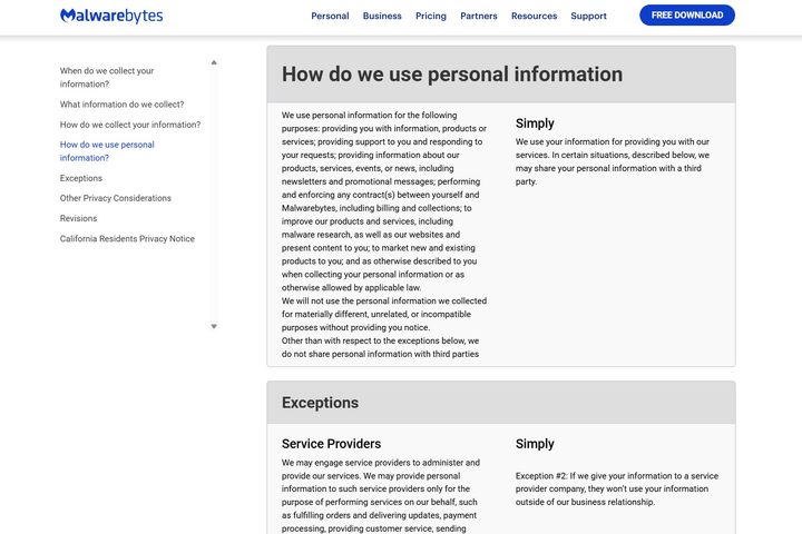 Malwarebytes has a good privacy policy and doesn't sell your data.