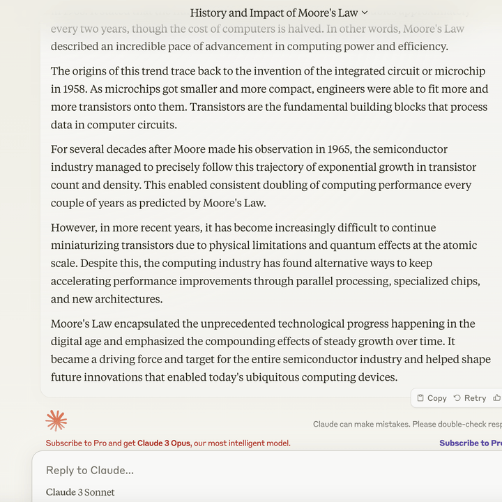 A screenshot of the Anthropic Claude AI chatbot.