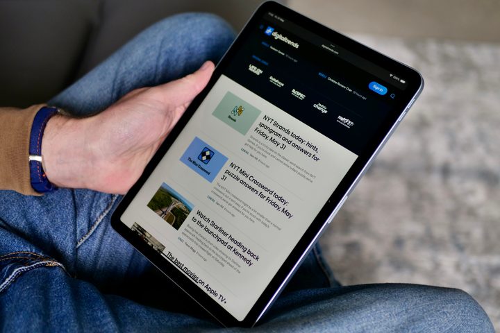 The Apple iPad Air (2024) showing the screen and web browser.