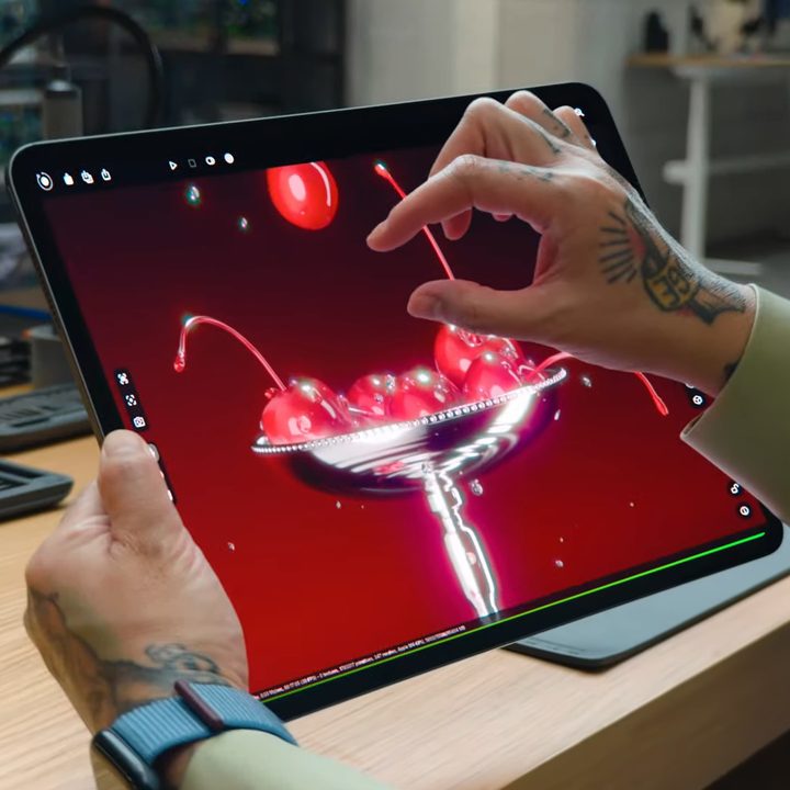 Someone using the new M4 iPad Pro with a creator app.