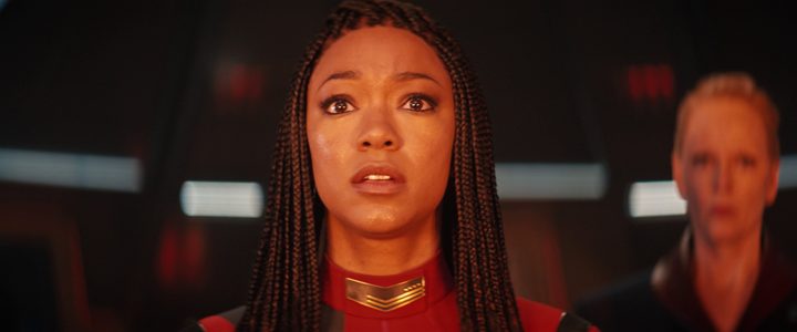 Michael Burnham in shock after Book's apparent death in the Star Trek: Discovery episode "Coming Home"