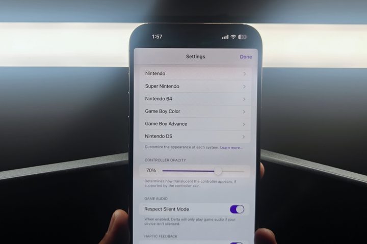 Delta emulator skin options on iPhone.