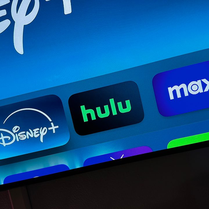 The Disney Plus, Hulu and Max icons on Apple TV.