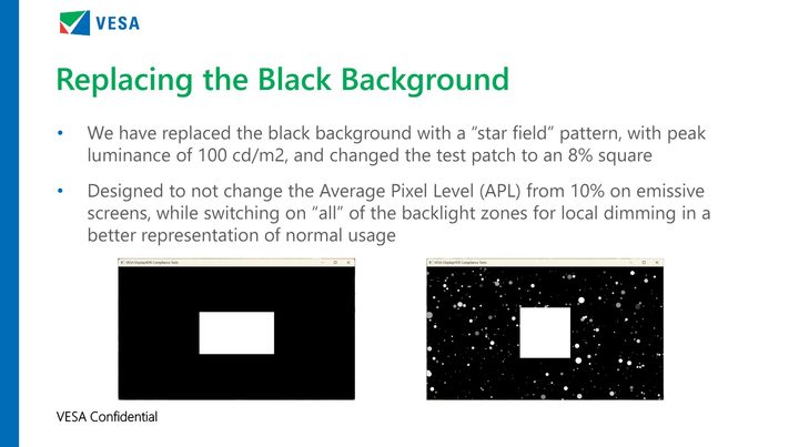 A slide showing a new background for DisplayHDR testing.
