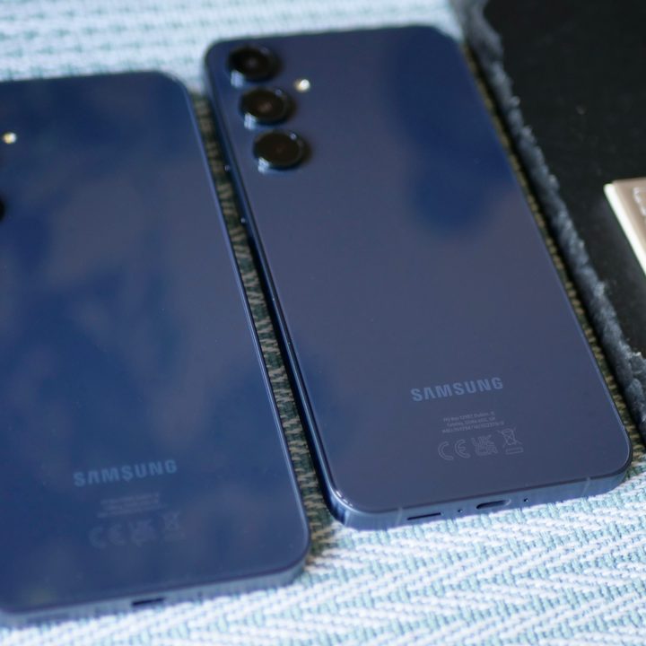 The Samsung Galaxy A35 and Galaxy A55's rear panels.