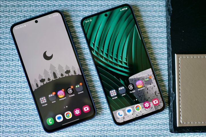 The Samsung Galaxy A35 and Galaxy A55's screens.