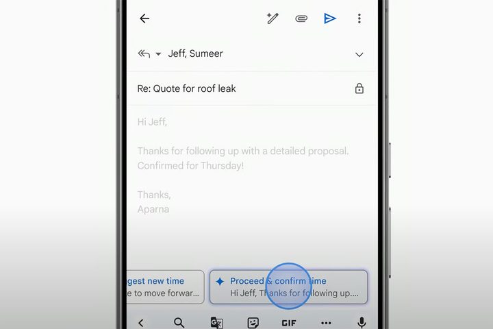 Gmail AI Gemini contextual smart reply.