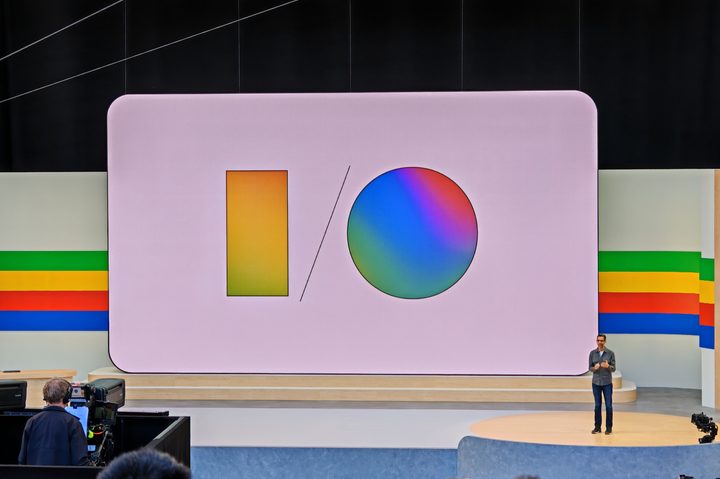 A photo of Sundar at the Google I/O 2024 keynote.