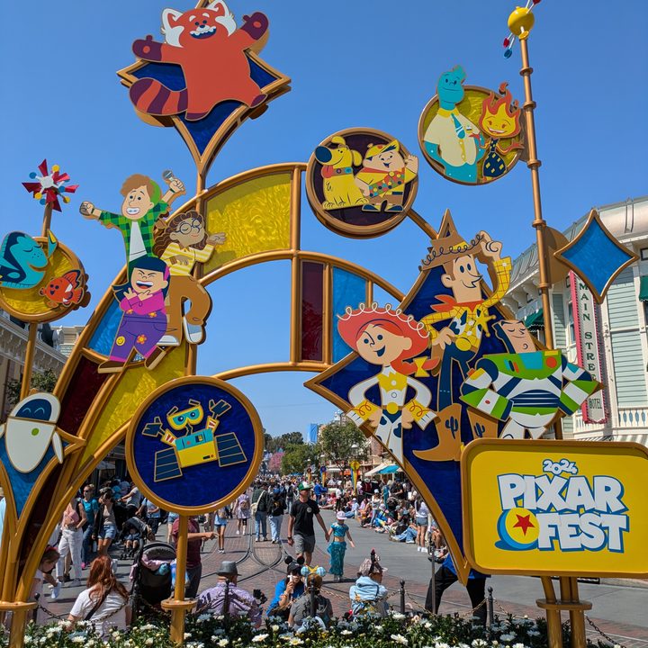 Pixar Fest display at Disneyland taken with Google Pixel 8a.
