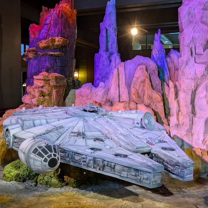 Millennium Falcon sugar sculpture taken with Google Pixel 8a.