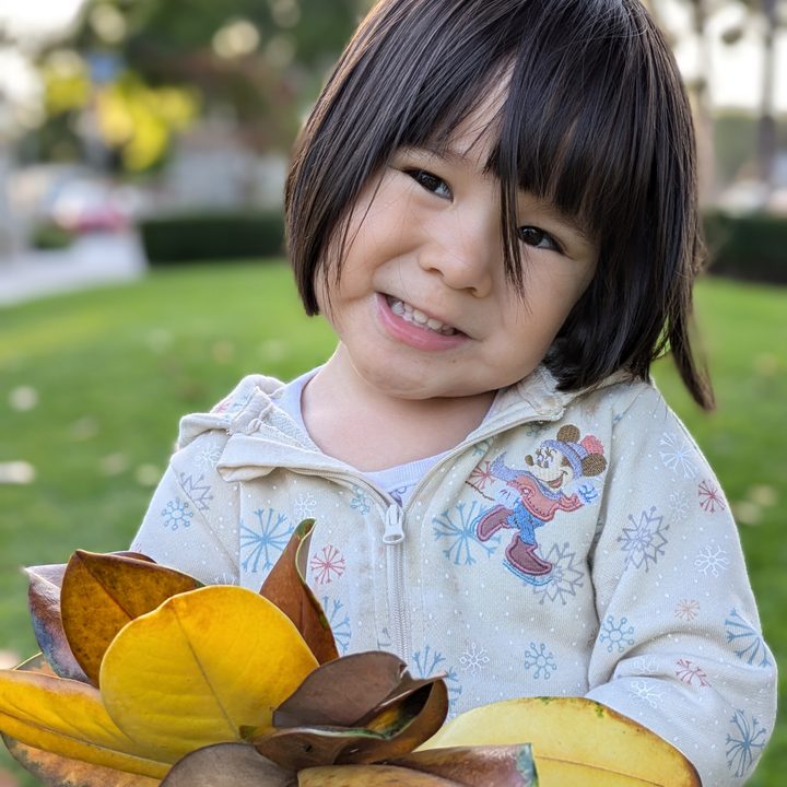 Portrait of toddler taken with Google Pixel 8a.