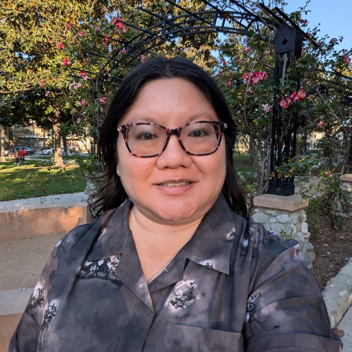 Portrait at rose garden taken with Google Pixel 8a.