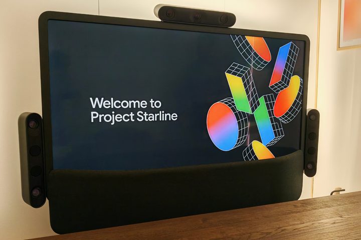 A photo of Google's Project Starline during a demo session.
