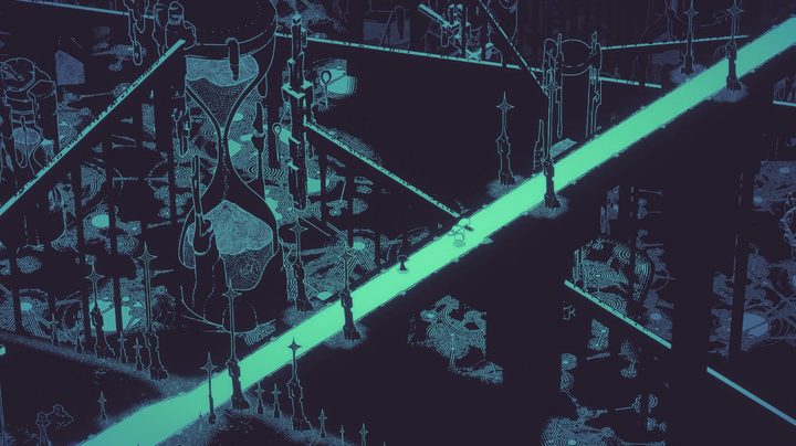 A ghost walks on a long bridge in Hauntii.