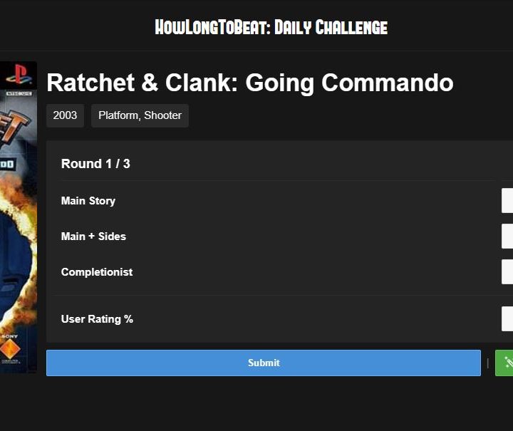 Ratchet and Clank: Going COmmando appears on How Long to Beat: The Game.