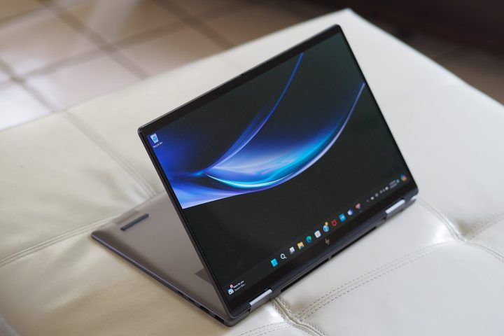HP Envy x360 14 2024 top down view showing media mode.
