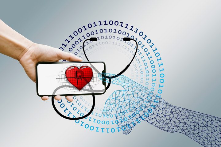 A drawing showing how you can use a smartphone for improved health.