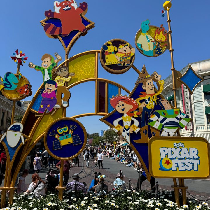 Pixar Fest display at Disneyland taken with iPhone 15 Pro.