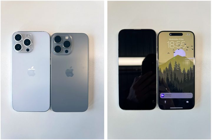 iPhone 16 Pro Max mockups next to a iPhone 15 Pro Max.