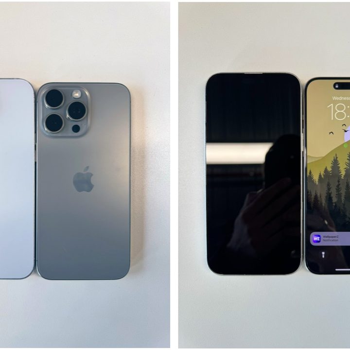 iPhone 16 Pro Max mockups next to a iPhone 15 Pro Max.