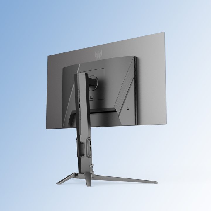 The Acer Predator X27U F3 seen from the back.