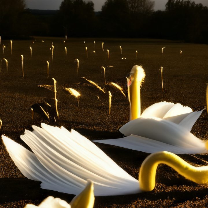 A photo of some swans, after edits using Magic Editor.