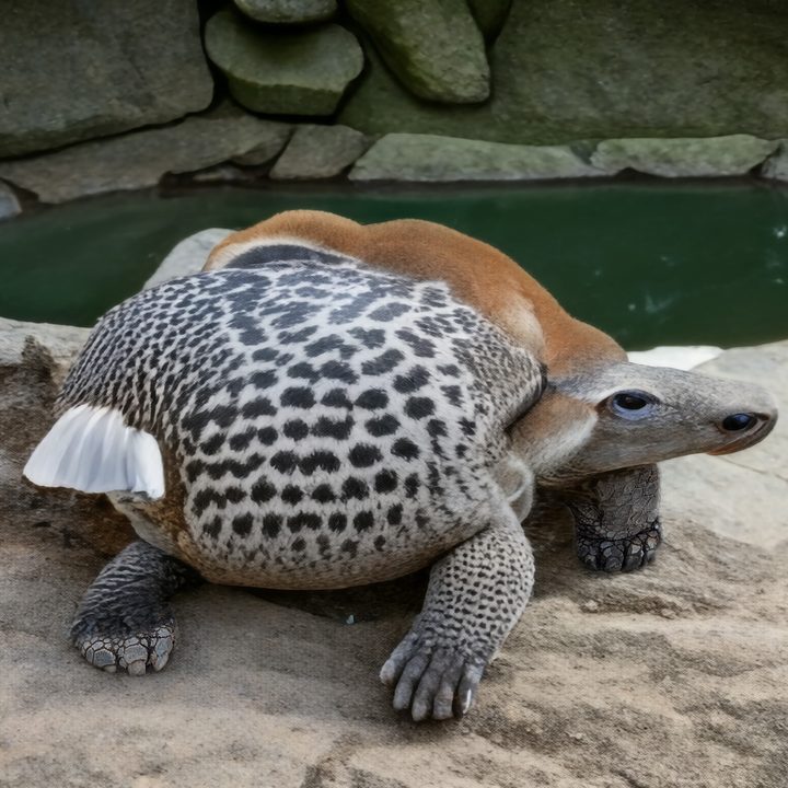 A photo of a tortoise, after edits using Magic Editor.