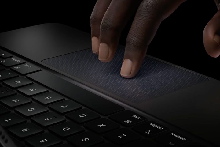 iPad Pro with Magic Keyboard showing haptic feedback.
