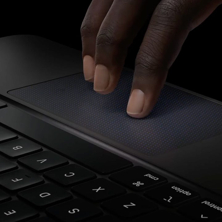 iPad Pro with Magic Keyboard showing haptic feedback.