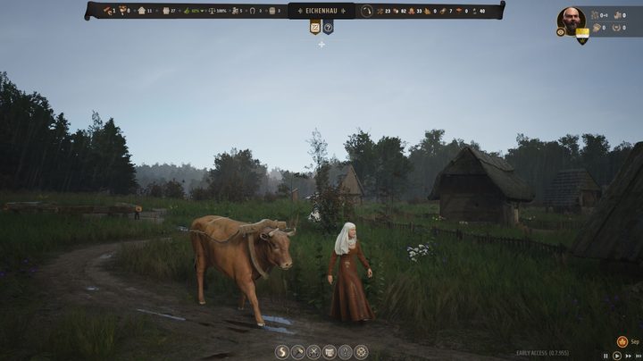 An oxen in Manor Lords.