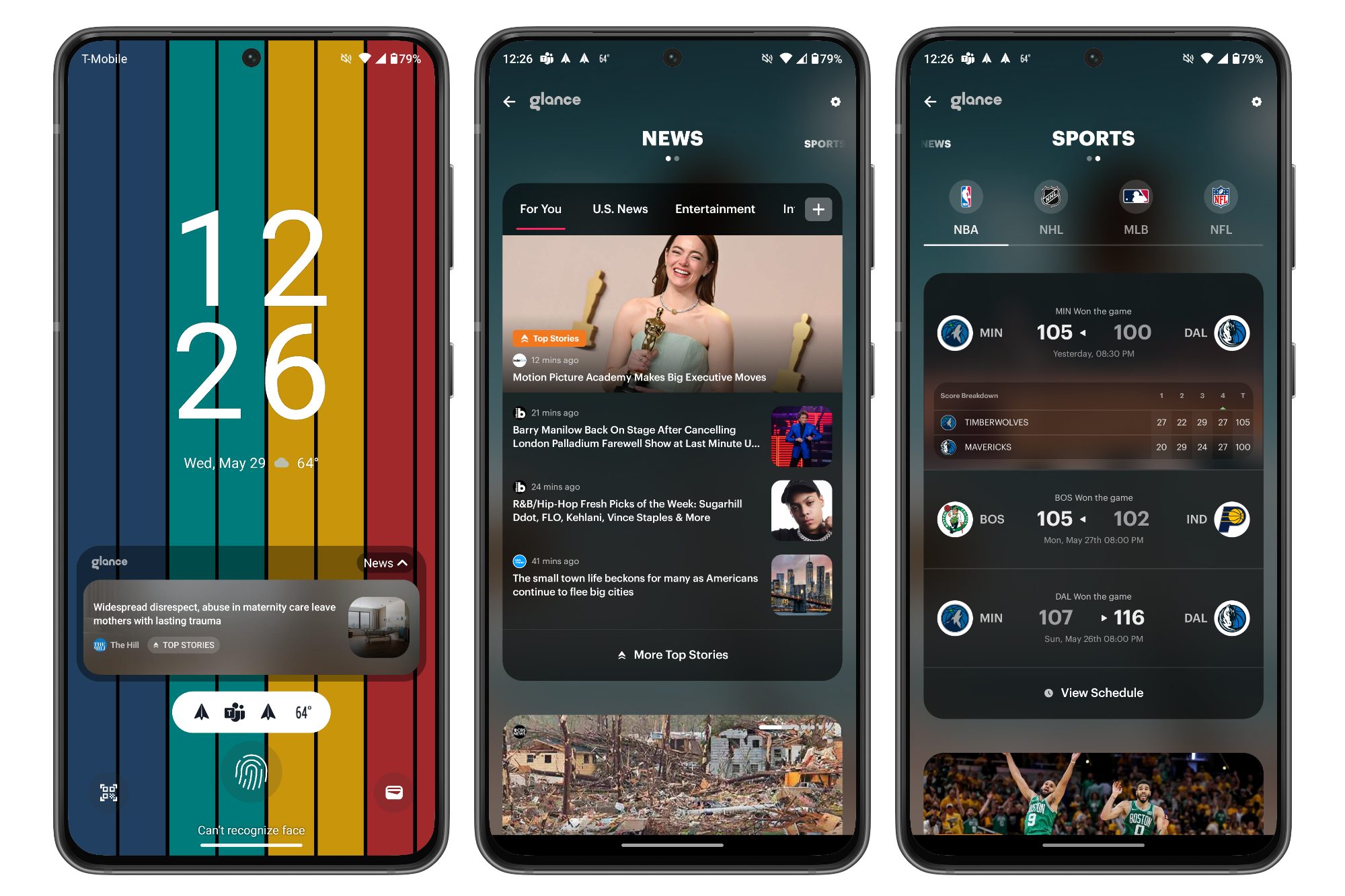 Screenshots of Glance on the Moto G Stylus 5G (2024).