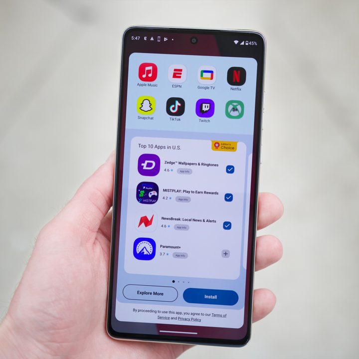 Someone holding the Moto G Stylus 5G (2024).