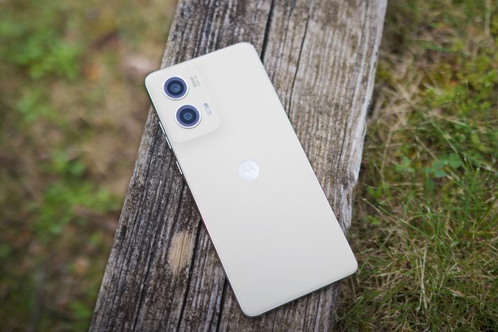 The Moto G Stylus 5G (2024) lying face-down outside.