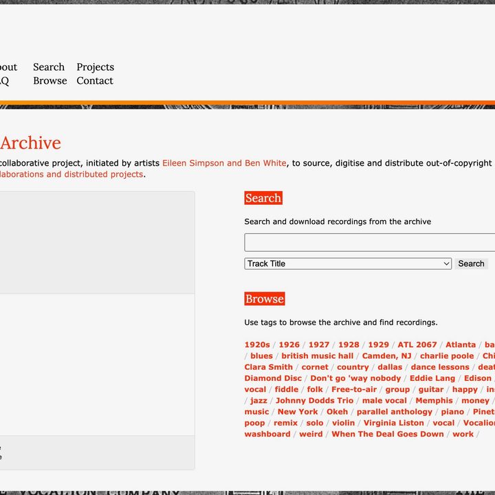 The Open Music Archive website home page.