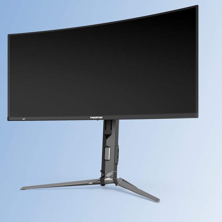 The Acer Predator X34 X5 monitor over a light blue background.