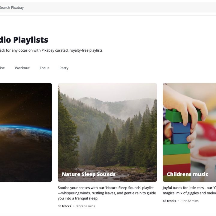Pixabay radio playlists.