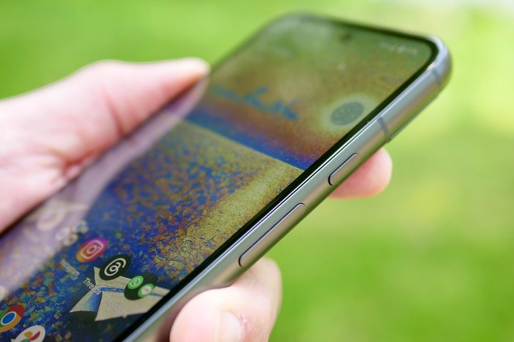 The Google Pixel 8a's buttons on the side of the chassis.