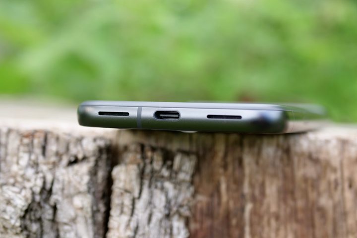 The charging port on the Google Pixel 8a.