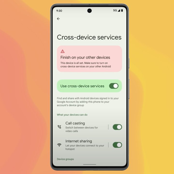 Cross device services on Android phone.