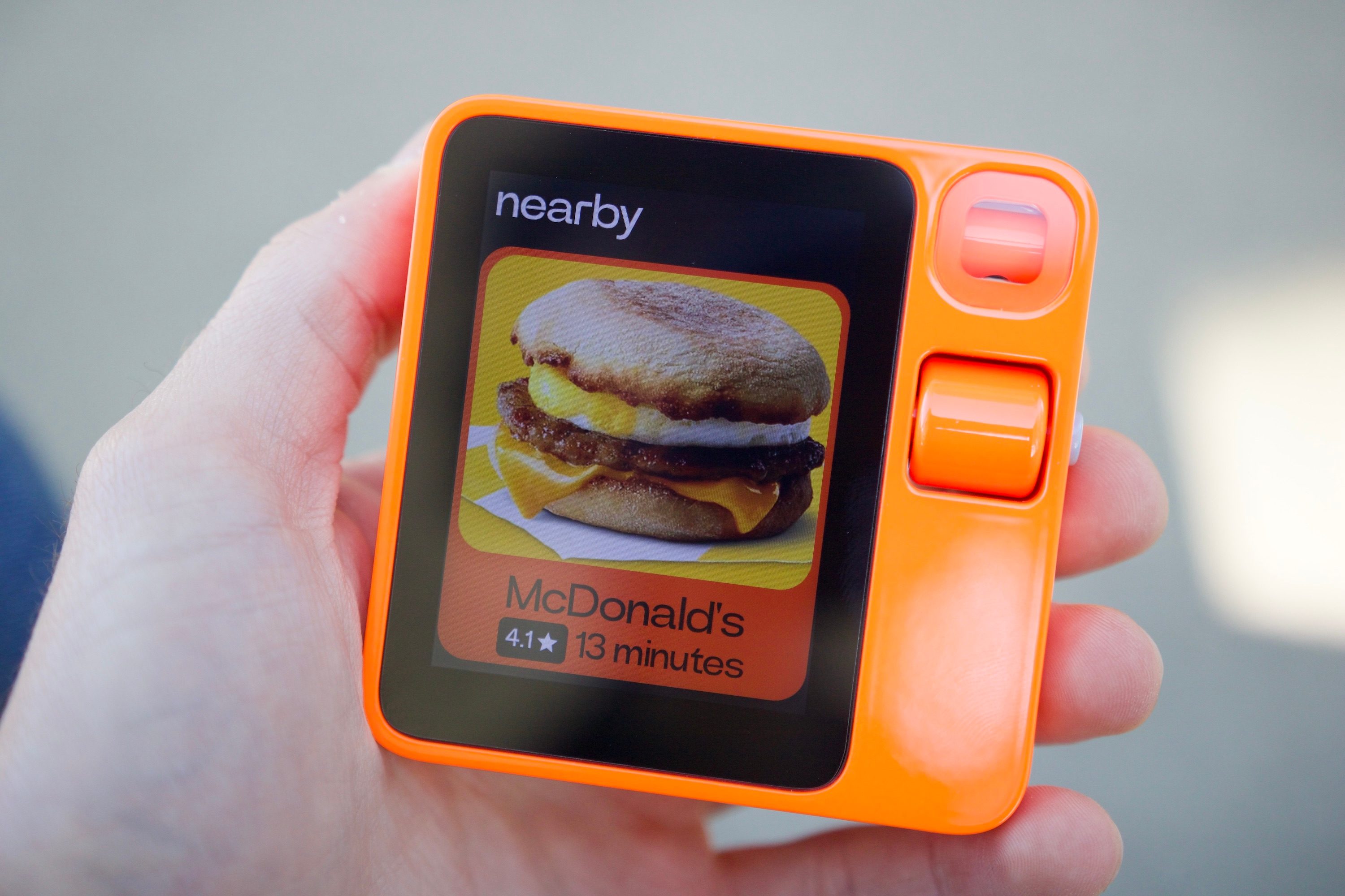 Using the Rabbit R1 to view McDonalds on DoorDash.