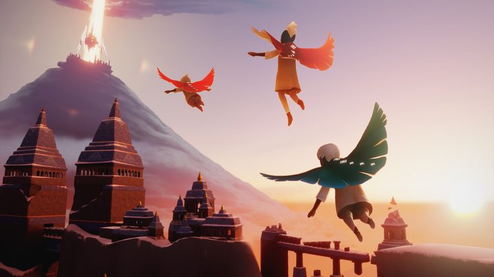 Characters fly together in Sky: Children of the Light.