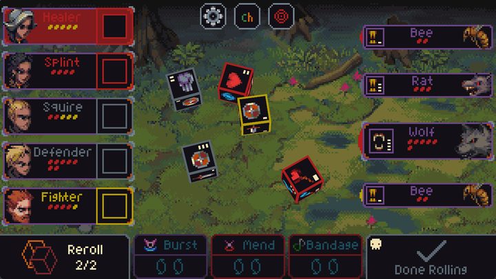 A player rolls dice in Slice & Dice.