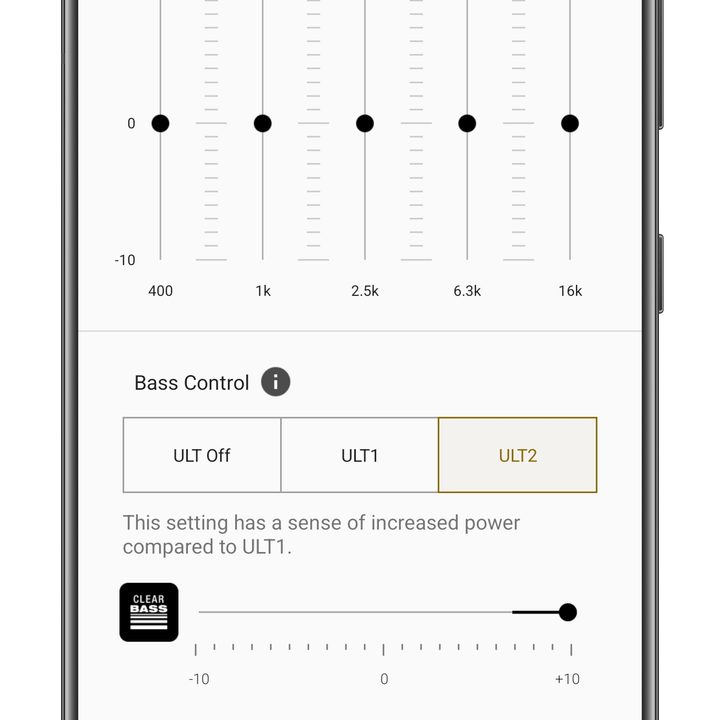 Sony Headphones app for Android: ULT 2 mode.